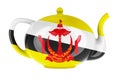 Teapot with Bruneian flag, 3D rendering Royalty Free Stock Photo