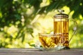 Teapot and cup of jasmine tea Royalty Free Stock Photo