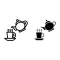 The teapot and cup line and glyph icon. Kettle and mug vector illustration isolated on white. Tea cup and pot outline Royalty Free Stock Photo