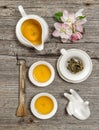 Teapot and cups. Utensils for traditional chinese tea ceremony Royalty Free Stock Photo