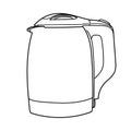 Teapot. Electric kettle for home use in the kitchen. For boiling water for tea or coffee. Outline doodle vector illustration isola