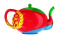 Teapot with Eritrean flag, 3D rendering