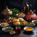 Teapot of Fragrant and Spicy Salabat Tea with Savory Snacks