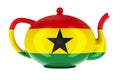 Teapot with Ghanaian flag, 3D rendering