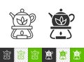 Teapot glass kettle simple black line vector icon