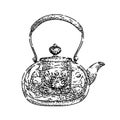 teapot glass sketch hand drawn vector