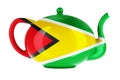 Teapot with Guyanese flag, 3D rendering