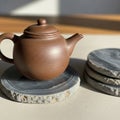 The teapot has a smooth matte texture with a rounded handle and spout Royalty Free Stock Photo