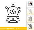 Teapot heated tea candle simple line vector icon