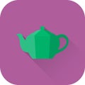 Teapot icon. Vector. Flat design with long shadow. Royalty Free Stock Photo