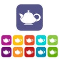 Teapot icons set Royalty Free Stock Photo