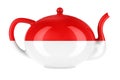 Teapot with Indonesian, Monacan flag, 3D rendering