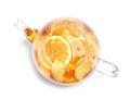 Teapot with lemon ginger tea on white background Royalty Free Stock Photo