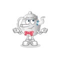 Teapot lie like Pinocchio character. cartoon mascot vector