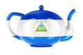 Teapot with Nicaraguan flag, 3D rendering