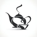 Teapot pouring into cup black silhouette. Royalty Free Stock Photo