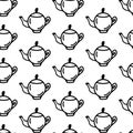 Teapot seamless pattern. Doodle pattern with teapots isolated on white background. Teapot wrapper and wallpaper for