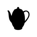 Teapot Silhouette. Black and White Icon Design Element on Isolated White Background