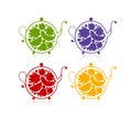 Teapot sketch with fruit and berries tea for your design
