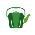 Teapot steel vector icon flat style. Green kettle isolated background. Warm comfort in your home. Start of the morning Royalty Free Stock Photo