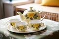 teapot and teacups set for therapy sessions