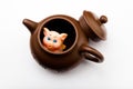 Teapot toy pig white background Royalty Free Stock Photo