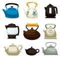 Teapots electric pots and kettles isolated kitchen items