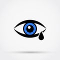 Tear cry eye vector icon. Royalty Free Stock Photo