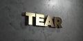 Tear - Gold sign mounted on glossy marble wall - 3D rendered royalty free stock illustration