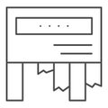 Tear-off ad thin line icon. Tear off paper notice on the wall symbol, outline style pictogram on white background