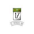 Tear-off calendar with the date 17 March to St. Patrick s Day. Vector illustration.