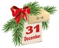 Tear-off calendar on 31 December. New Years Eve