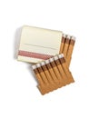 Tear-off cardboard matches with white incendiary heads Royalty Free Stock Photo