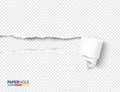 Tear off paper scroll and rip hole blank concept. Vector illustration