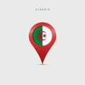 Teardrop map marker with flag of Algeria. 3D vector illustration Royalty Free Stock Photo