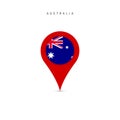 Teardrop map marker with flag of Australia. Flat vector illustration isolated on white Royalty Free Stock Photo