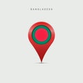 Teardrop map marker with flag of Bangladesh. 3D vector illustration