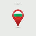Teardrop map marker with flag of Bulgaria. 3D vector illustration