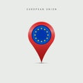 Teardrop map marker with flag of European Union. Vector illustration Royalty Free Stock Photo