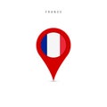 Teardrop map marker with flag of France. Flat vector illustration isolated on white Royalty Free Stock Photo