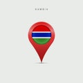 Teardrop map marker with flag of Gambia. 3D vector illustration