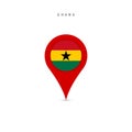 Teardrop map marker with flag of Ghana. Flat vector illustration isolated on white Royalty Free Stock Photo