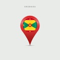 Teardrop map marker with flag of Grenada. 3D vector illustration Royalty Free Stock Photo
