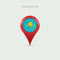Teardrop map marker with flag of Kazakhstan. 3D vector illustration Royalty Free Stock Photo