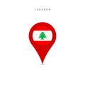 Teardrop map marker with flag of Lebanon. Flat vector illustration isolated on white Royalty Free Stock Photo