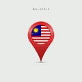 Teardrop map marker with flag of Malaysia. 3D vector illustration Royalty Free Stock Photo