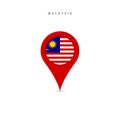 Teardrop map marker with flag of Malaysia. Flat vector illustration isolated on white Royalty Free Stock Photo