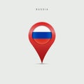 Teardrop map marker with flag of Russia. Vector illustration Royalty Free Stock Photo