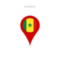 Teardrop map marker with flag of Senegal. Flat vector illustration isolated on white