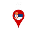 Teardrop map marker with flag of Serbia. Flat vector illustration isolated on white Royalty Free Stock Photo